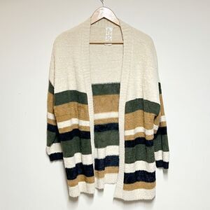 Sadie And Sage soft Fuzzy Open Front oversized Cardigan Neutral Tones Sz S